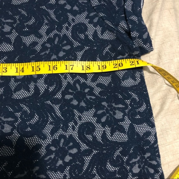 Alfred Sung Navy Lace Floral Round Neck Tee - Picture 6 of 7